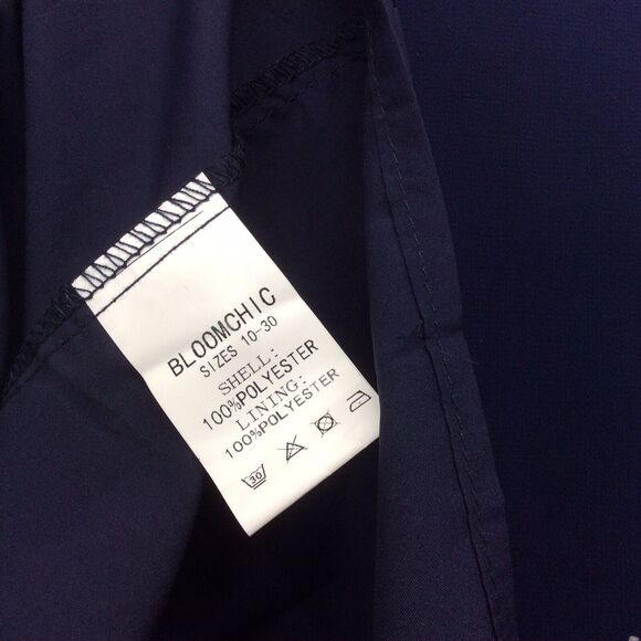 Bloomchic Tunic Women's Plus Size 26 Blue/Pink Floral Boho Sheer Lined Tie Neck - Picture 5 of 11